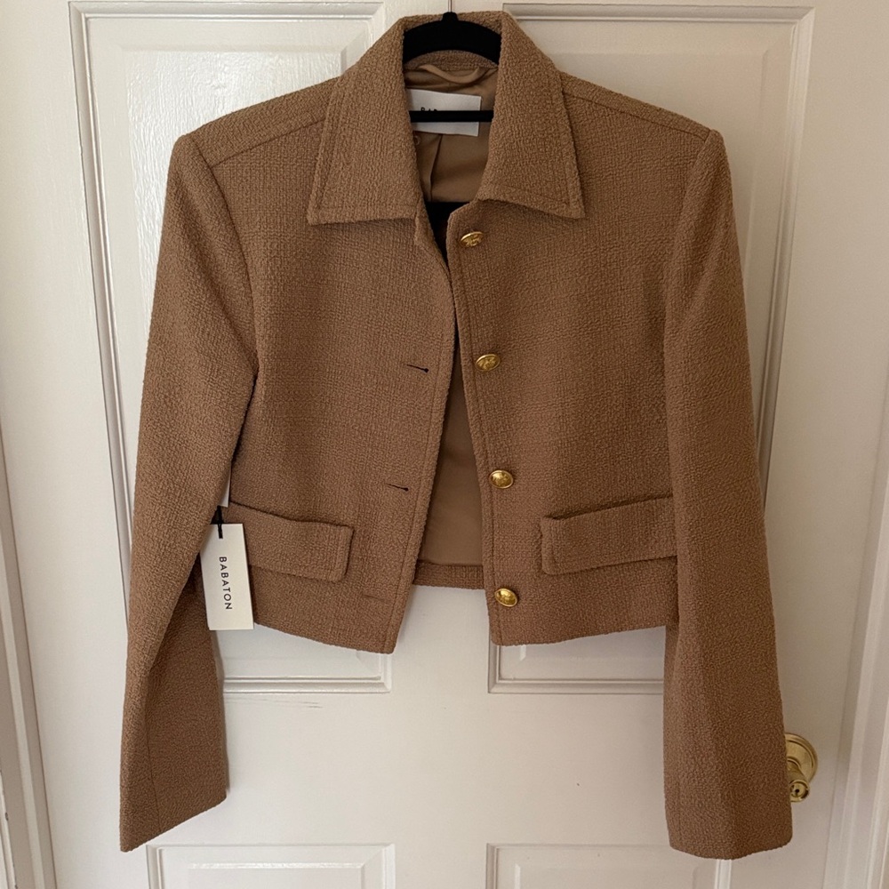 Aritzia Tan Blazer with Gold Buttons